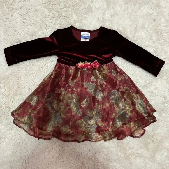 Brooke Lindsey toddler girl velvet top with floral skirt for 18 months - Picture 1 of 6